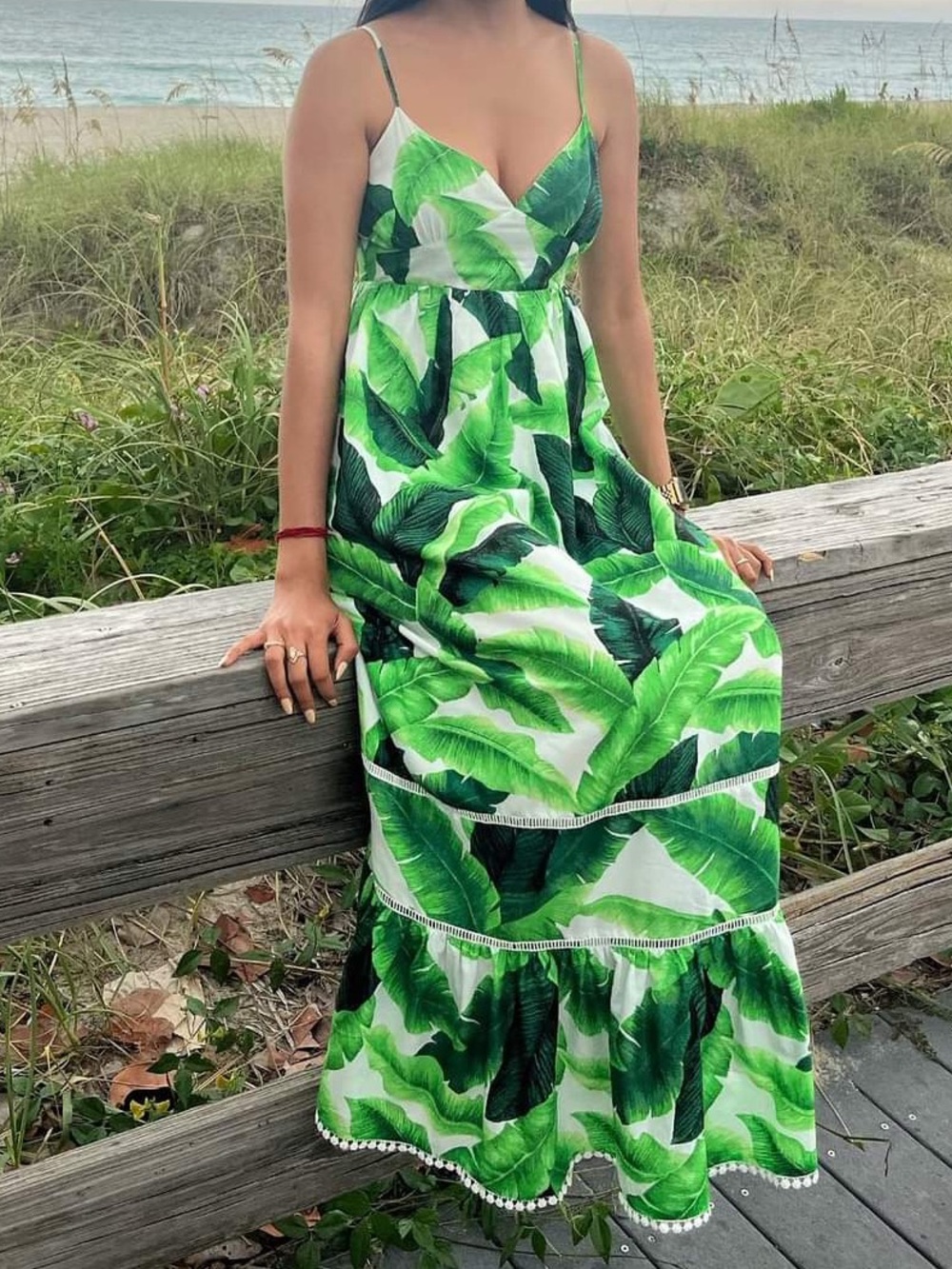 FOREVER MAXI LEAF DRESS